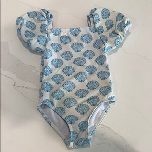 Habitual Girls One-Piece Swimsuit with Blue Seashell Print